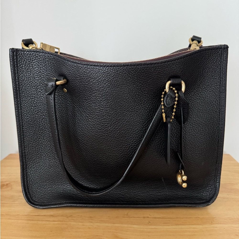 Elegant Black Leather Tote Bag